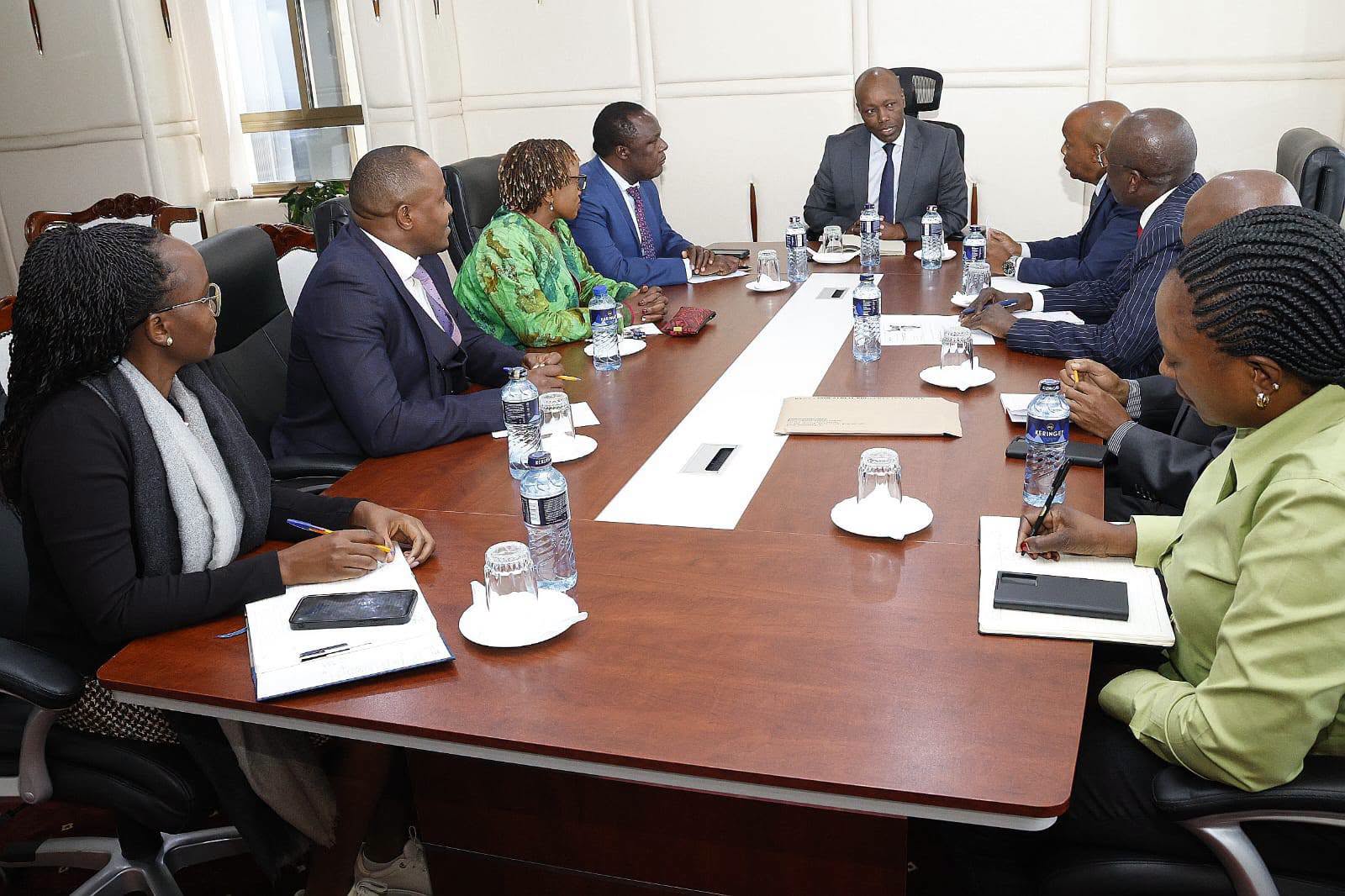 Hon. Lee Kinyanjui, CS MITI, in a consultative meeting with Institute Board and Management led by Chairman Allan Kosgey